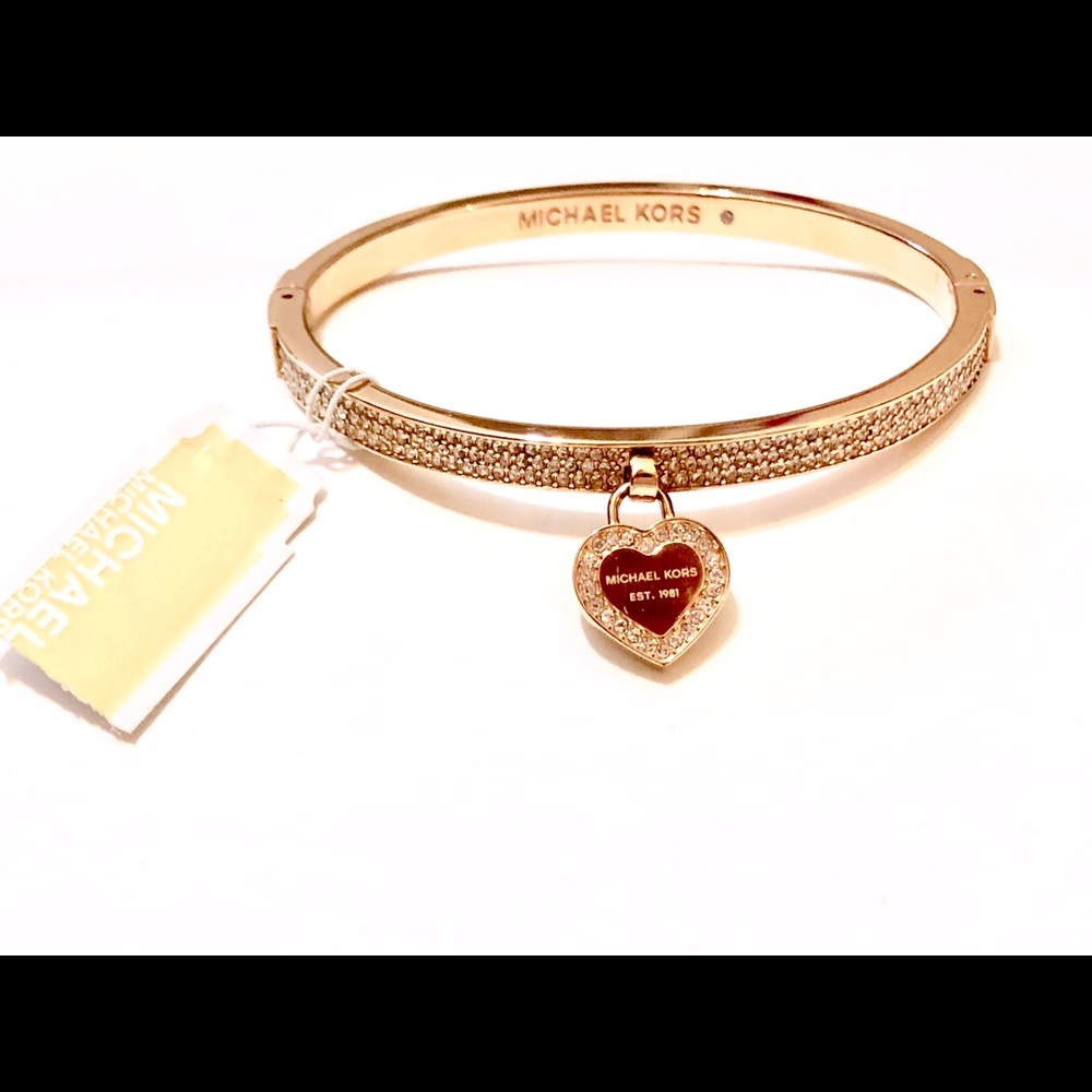 Michael Kors Rose Gold Pave Heart Bracelet